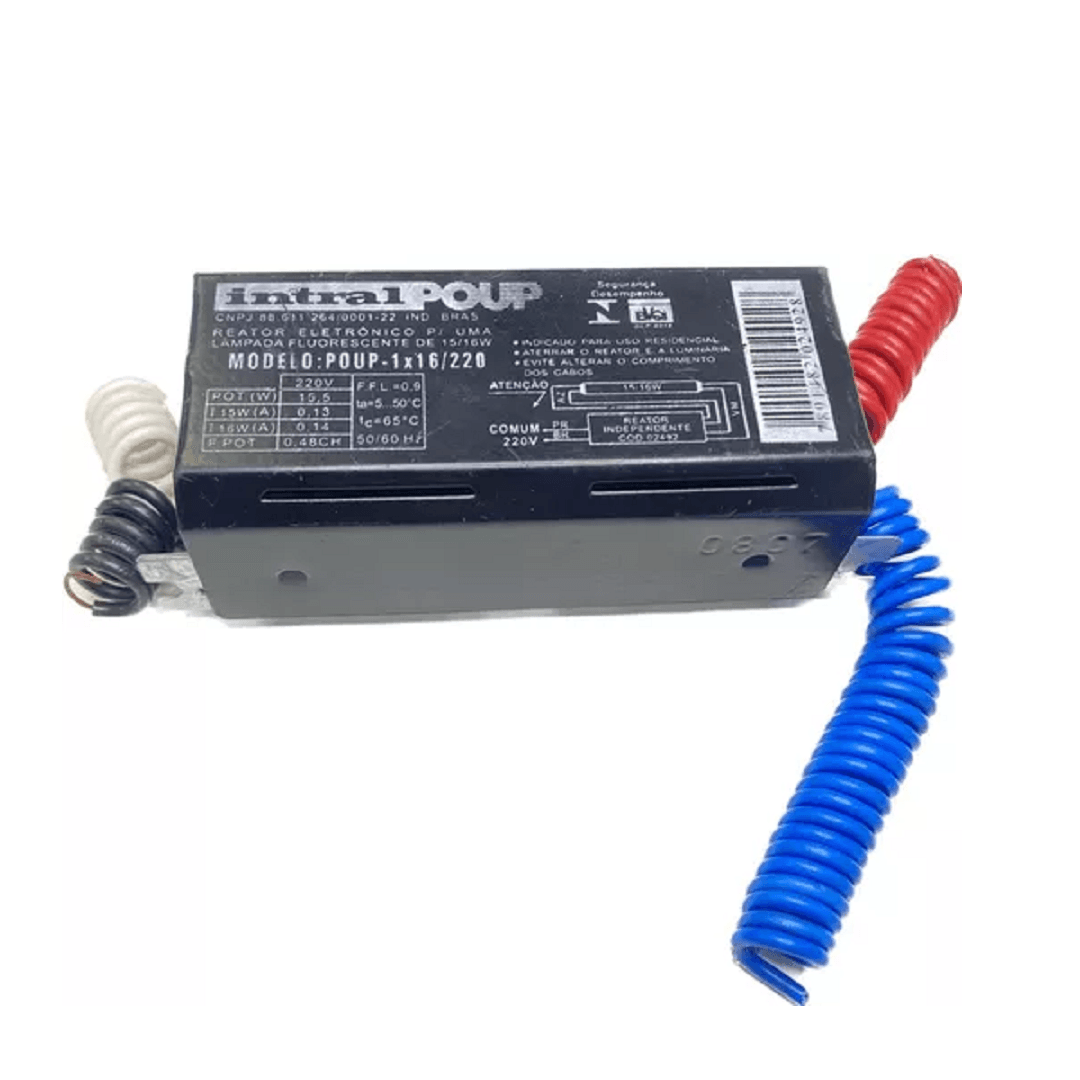Encontraproduto.com.br - Reator Eletrônico Balastro para Lâmpada Fluorescente T8 1X16/15 220V - 02492 - Intral