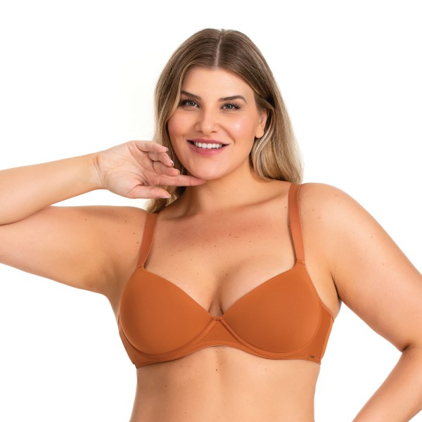Encontraproduto.com.br - Sutiã Meia Taça Bojo Básico Conhaque 532.013 Marcyn