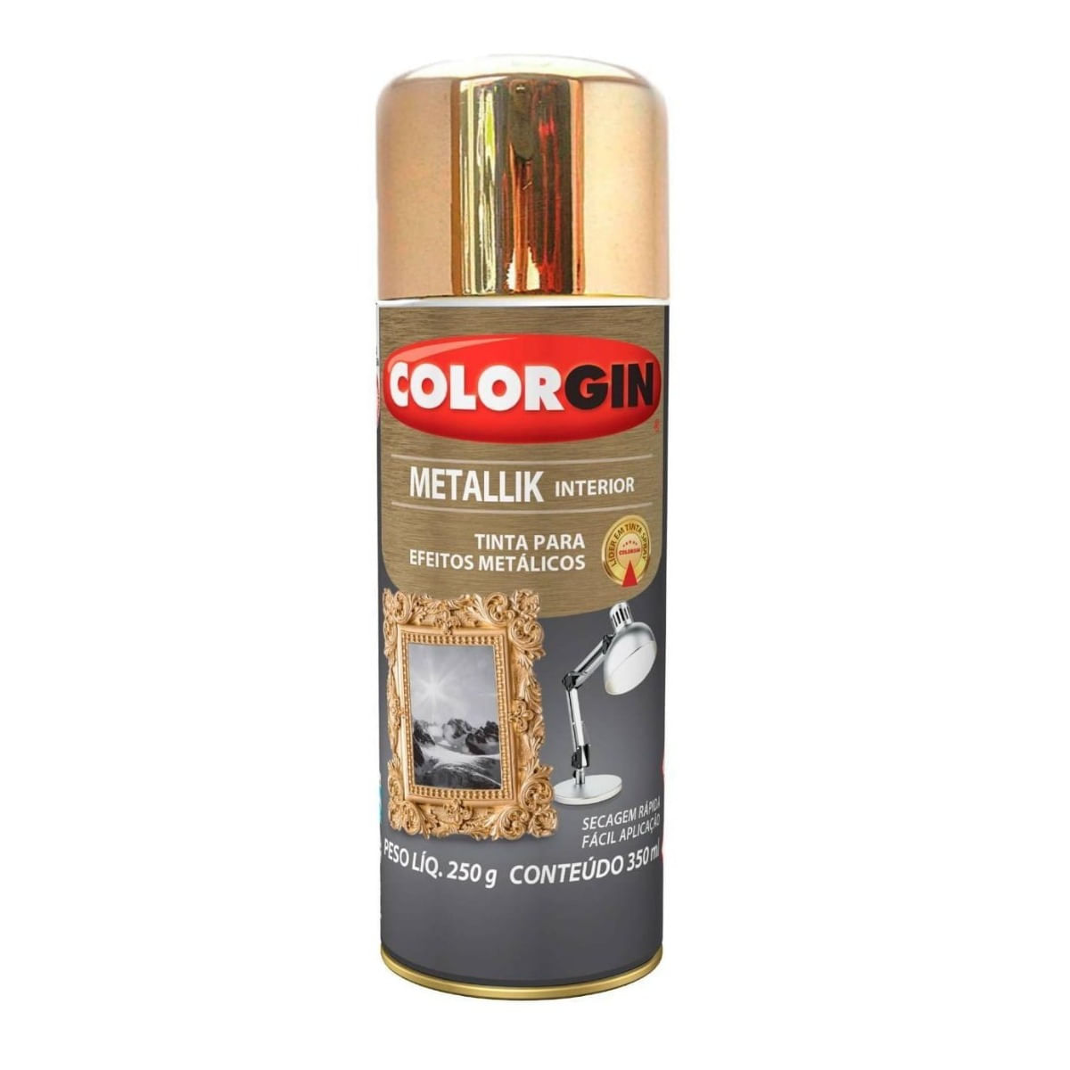 Tinta spray Colorgin metallik interior dourado 350ml Sherwin Williams