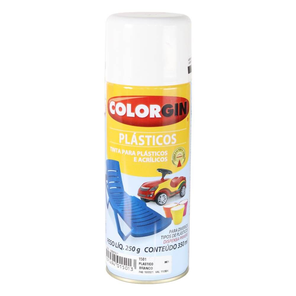 Tinta Spray Colorgin Plástico Branco 350ml