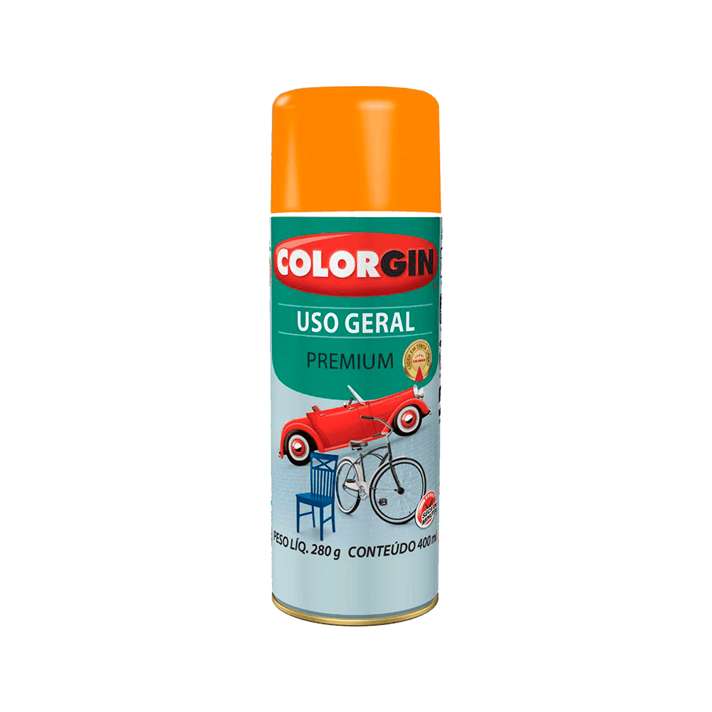 Encontraproduto.com.br - Tinta Spray Colorgin Uso Geral Laranja 400ML