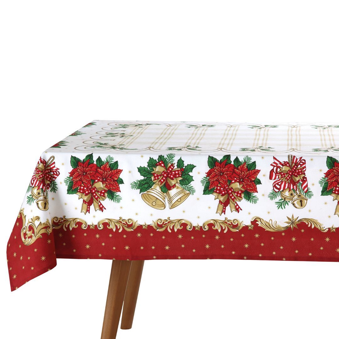 Encontraproduto.com.br - Toalha de Mesa Retangular Döhler Athenas Estampado Natal 107 8 Lugares 160 x 250 cm
