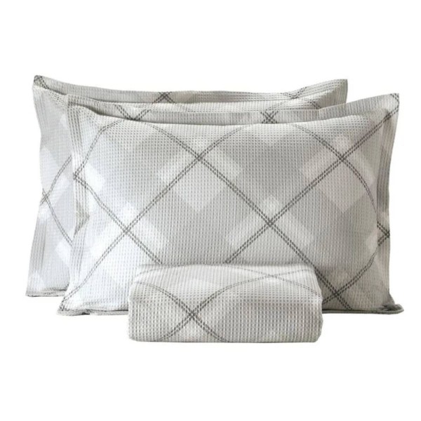 Colcha Piquet Casal + 02 Porta Travesseiros Madras