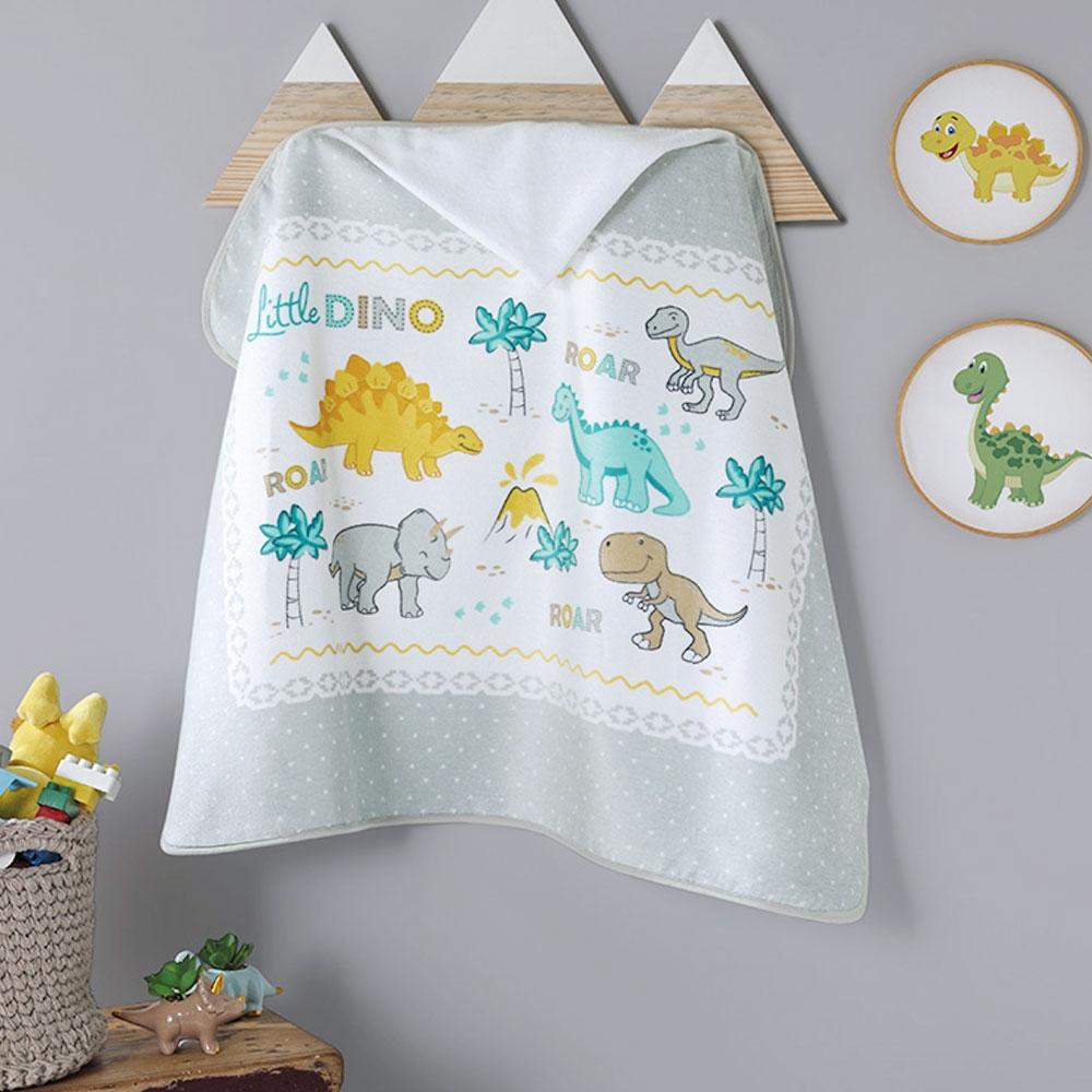 Encontraproduto.com.br - Toalha De Banho Capuz Bebê Menino Döhler Little Dino