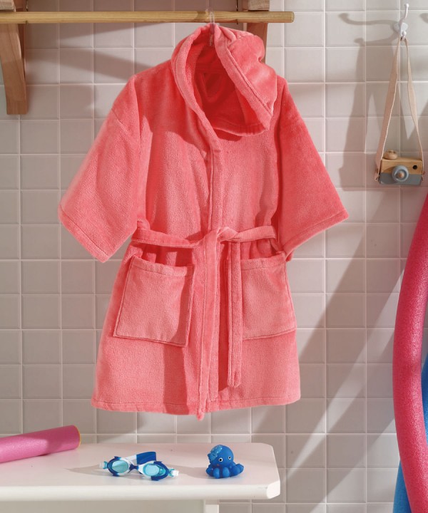 Encontraproduto.com.br - Roupão Döhler Felpa Velour Infantil Liso com Capuz Rosa – P