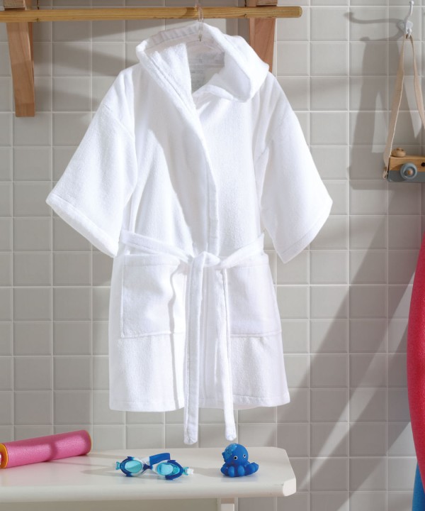 Roupão Döhler Felpa Velour Infantil Liso com Capuz Branco – G
