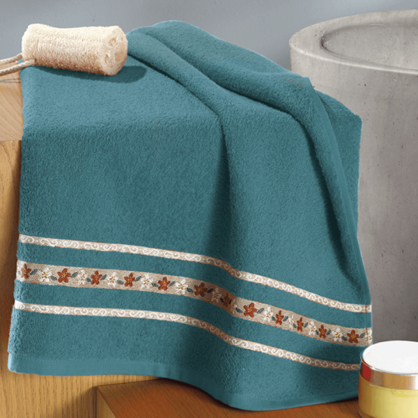 Encontraproduto.com.br - Toalha de Banho Döhler Premium FJ-6903 Flores Verde Escuro