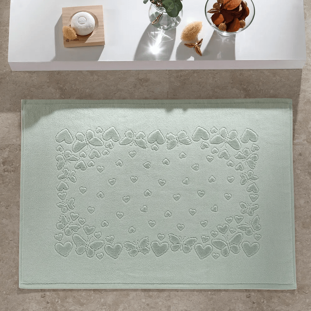 Toalha de Piso Döhler Velour Jacquard Romance Verde - 70 x 50cm