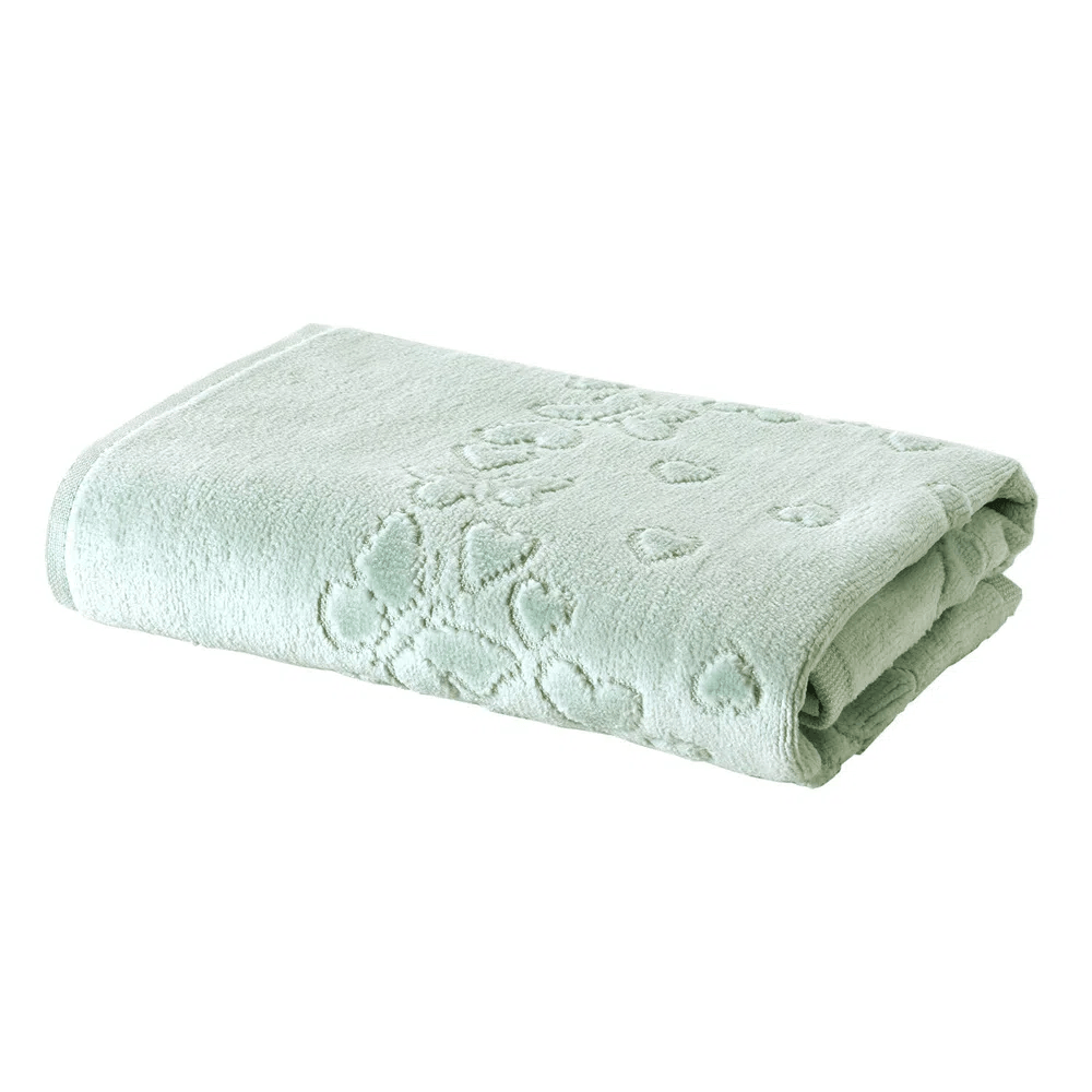 Encontraproduto.com.br - Toalha de Piso Döhler Velour Jacquard Romance Verde - 70 x 50cm