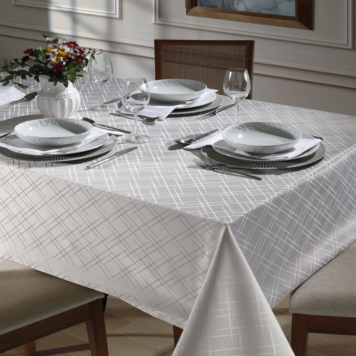 Encontraproduto.com.br - Toalha De Mesa Requinte Retangular 6 Lugares 1,40m X 2,10m