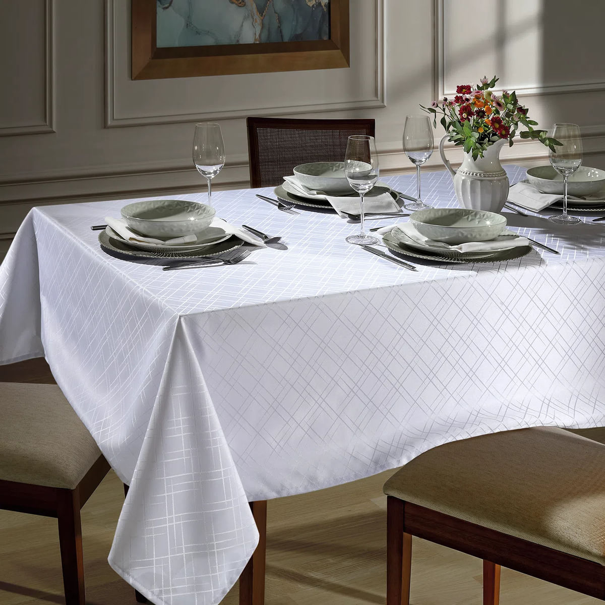 Encontraproduto.com.br - Toalha de mesa 4 lugares Quadrada Requinte 1,60m x 1,60m - Dohler