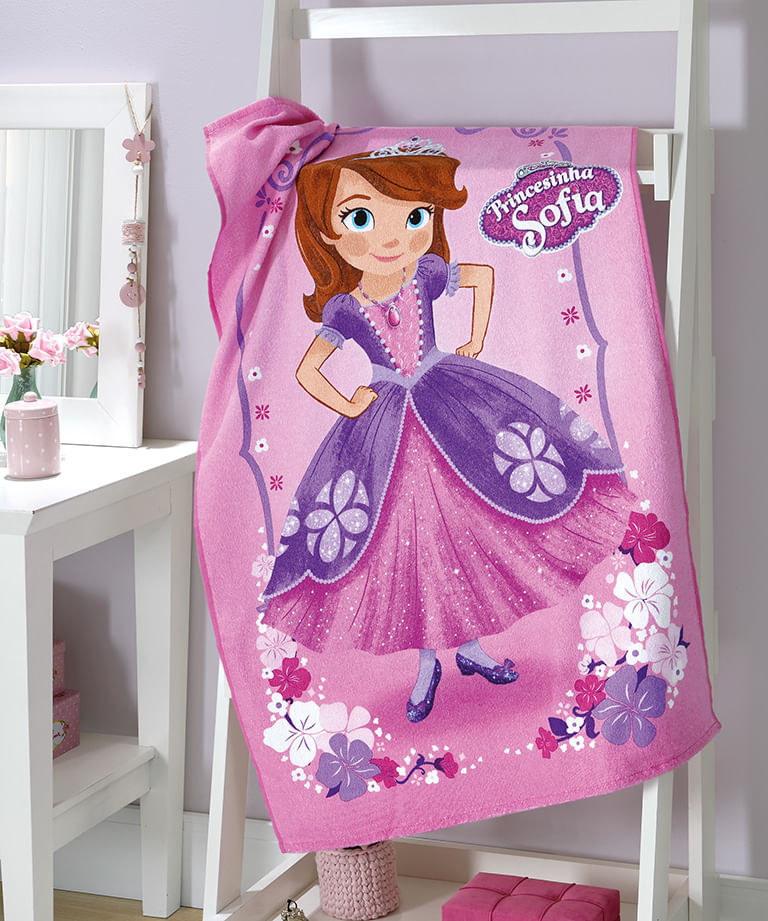 Toalha de Banho Infantil Felpuda Princesa Sofia 70X115CM - DOHLER