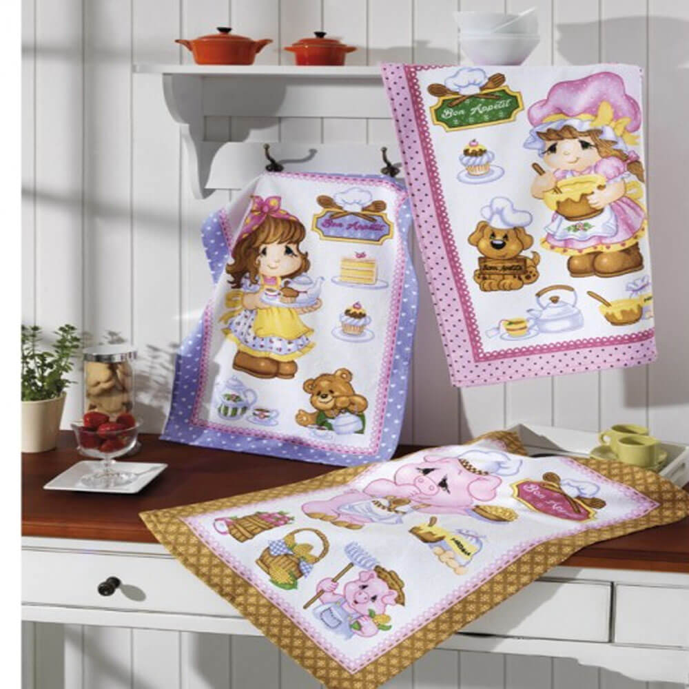 Kit Pano de Prato Atoalhado Estampado com 3 unidades - Dohler