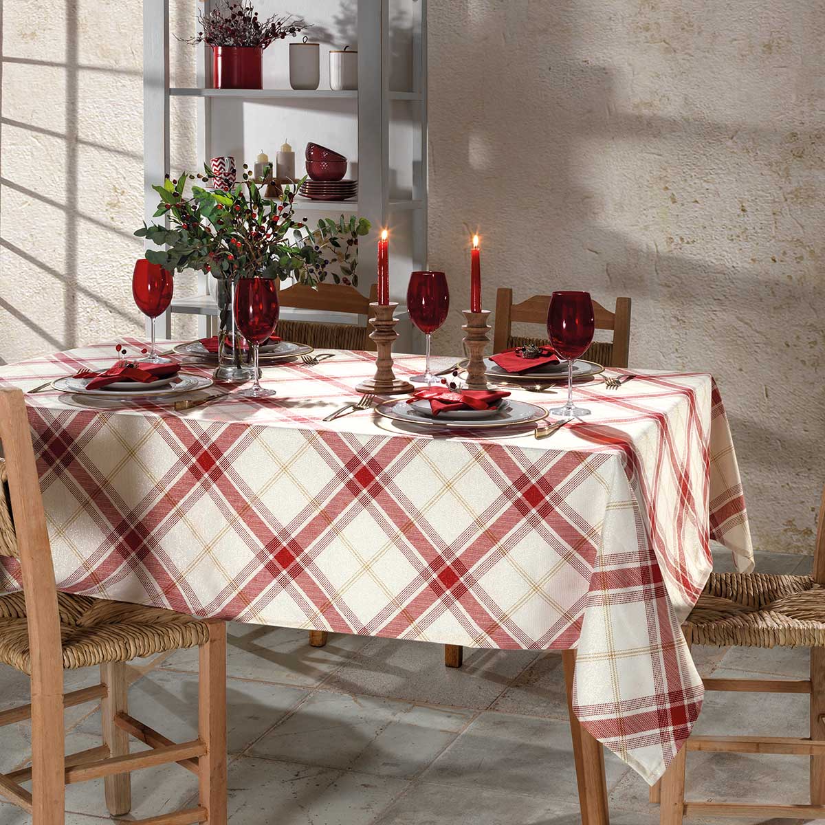 Encontraproduto.com.br - Toalha de Mesa Quadrada Natal Celebra 1,60m x 1,60m - Dohler