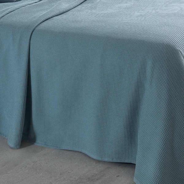 Encontraproduto.com.br - Colcha Piquet Lisa Queen + 02 Porta Travesseiros Azul