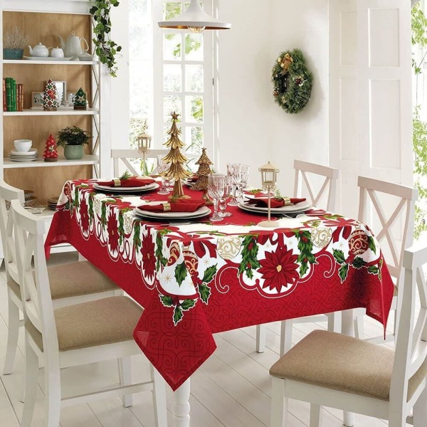 Encontraproduto.com.br - Toalha Mesa Quadrada 140x140 Flores Dohler Natal 79