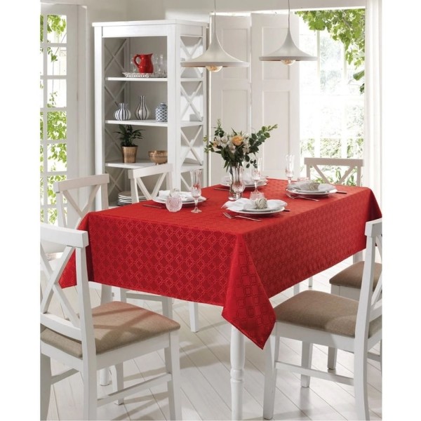 Encontraproduto.com.br - Toalha Mesa Retangular 1,40x2,10 m Requinte Dohler Vermelha