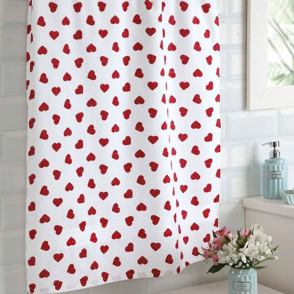 Encontraproduto.com.br - Toalha de Banho Döhler Felpudo Prisma Estampado Formosa 01 70cm x 140cm - Vermelho
