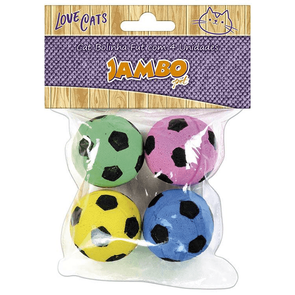 Brinquedo Gatos Jambo Cat Bolinha Fut 4 Unidades