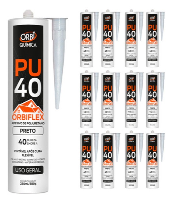 12x Pu 40 Orbiflex Selante Veda Mármore Cuba Calhas Preto