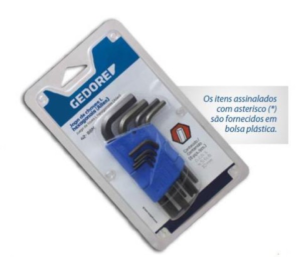 Encontraproduto.com.br - Jogo de Chaves L Hexagonais Gedore (Allen) 006-3/32-3/8 42-88M Com 8Peças