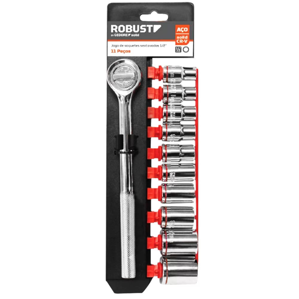 Encontraproduto.com.br - Jogo de Soquetes Sextavados 1/2 Pol. com 11 Peças de 8mm a 22mm 060231 Gedore Solid Robust