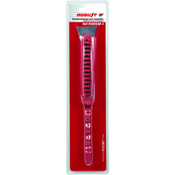 Escova Manual Com Raspador 3 Fileiras de aço - Robust