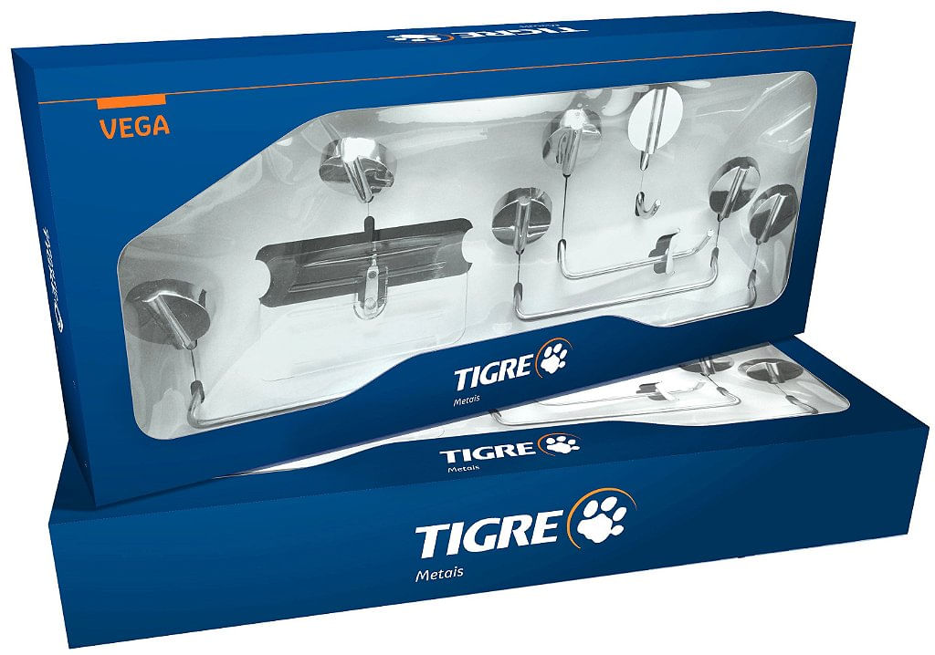 Kit de Acessórios para Banheiro Vega 5 peças Cromado Ref. 57253 Tigre Metais