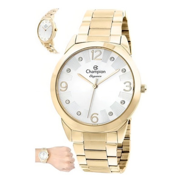 Relógio Champion Feminino Ref: Cn24075h Casual Dourado