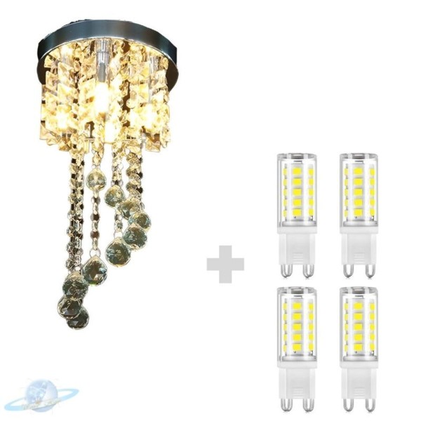 Encontraproduto.com.br - Kit Lustre Cristal Redondo Plafon Redondo 25cm C- Lâmpada G9 5w Bf