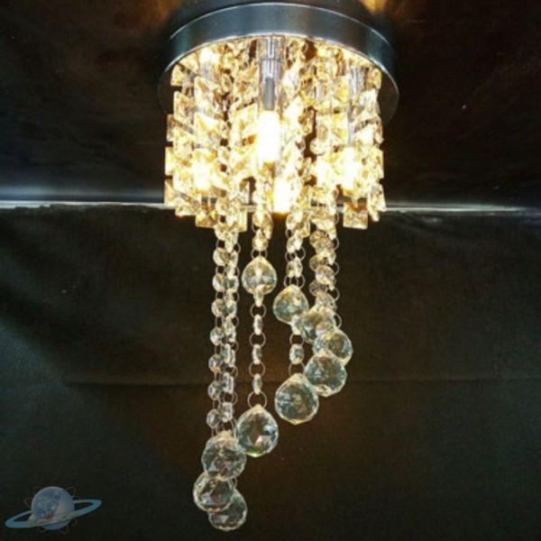 Encontraproduto.com.br - Kit Lustre Cristal Redondo Plafon Redondo 25cm C- Lâmpada G9 5w Bf