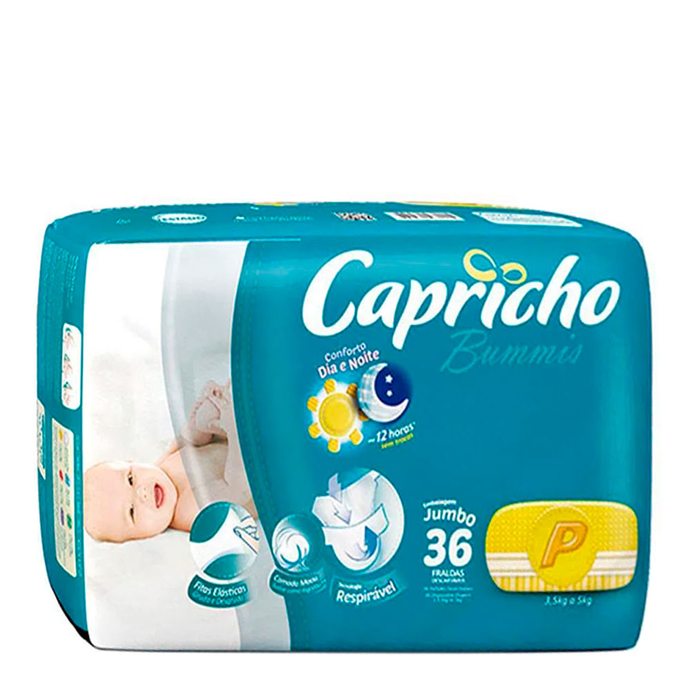 Encontraproduto.com.br - FRALDA CAPRICHO BUMMIS JUMBO P C/36(DESCONTINUADA)