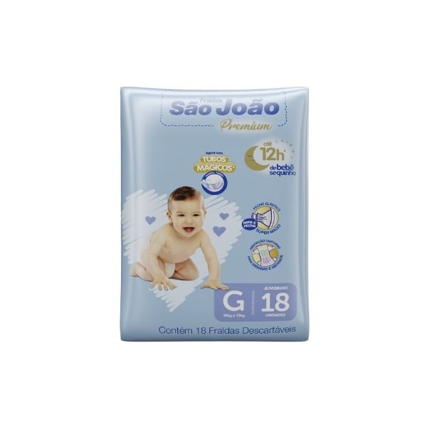 Encontraproduto.com.br - Fralda São João Premium G com 18 Unidades