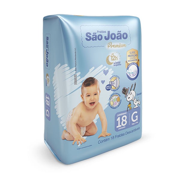 Encontraproduto.com.br - Fralda São João Premium G com 18 Unidades