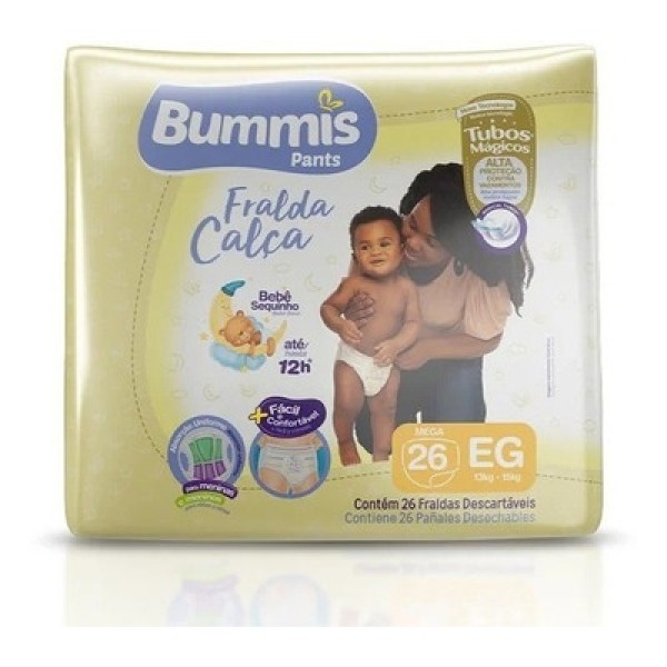 Encontraproduto.com.br - Fraldas Infantis Bummis Pants Mega Calça Tamanho Eg com 26 Unidades