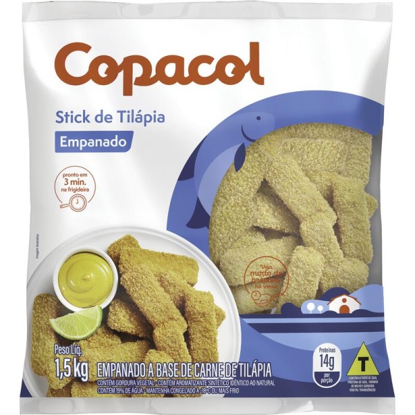 Encontraproduto.com.br - Tirinhas Stick Copacol Tilápia Pacote com 1,5kg