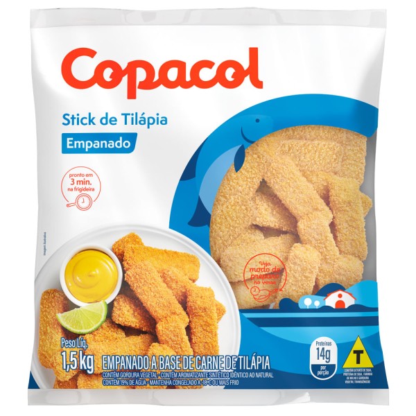 Encontraproduto.com.br - Tirinhas Stick Copacol Tilápia Pacote com 1,5kg