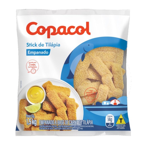 Encontraproduto.com.br - Tirinhas Stick Copacol Tilápia Pacote com 1,5kg