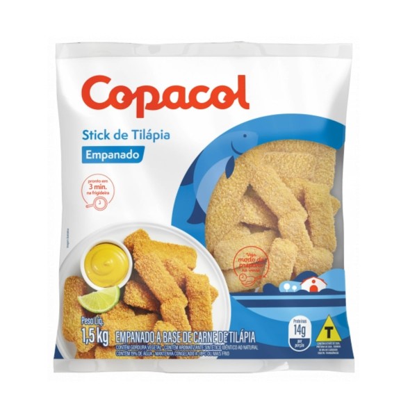 Encontraproduto.com.br - Tirinhas Stick Copacol Tilápia Pacote com 1,5kg