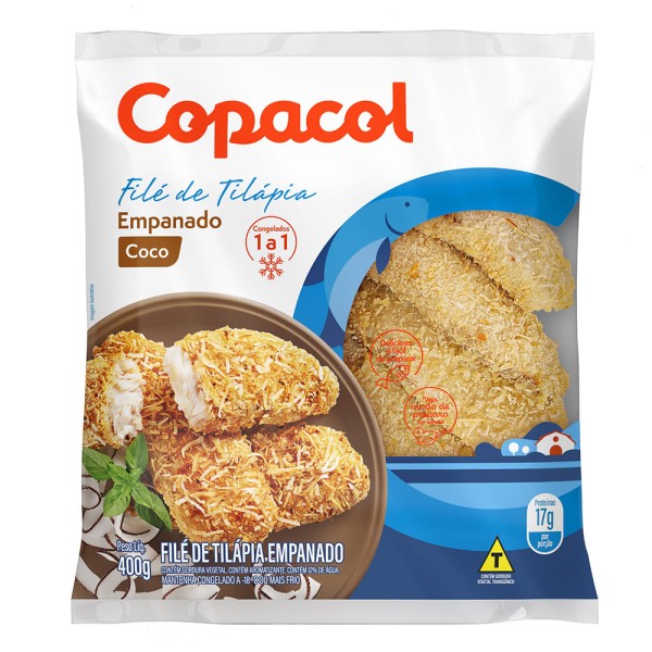 Encontraproduto.com.br - Peixe Filé Tilápia Empanado Coco Copacol 400g