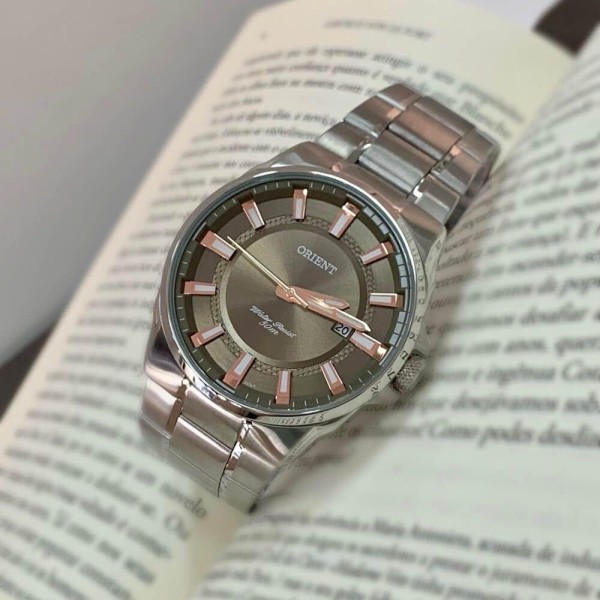 Encontraproduto.com.br - Relógio Orient Masculino Mbss1369 E1sx Verde Aço Analogico Cor Da Correia Prata Cor Do Bisel Prata