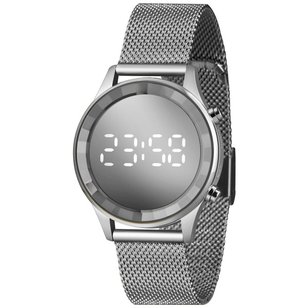 Encontraproduto.com.br - Relógio Prateado Digital Led Feminino Lince Ldm4648l Cor da correia Prata Cor do bisel Prata Cor do fundo Prata