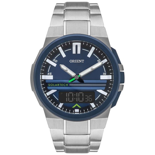 Relógio Orient Masculino Ref:Mtssa007 D1sx Anadigi Solar Prateado