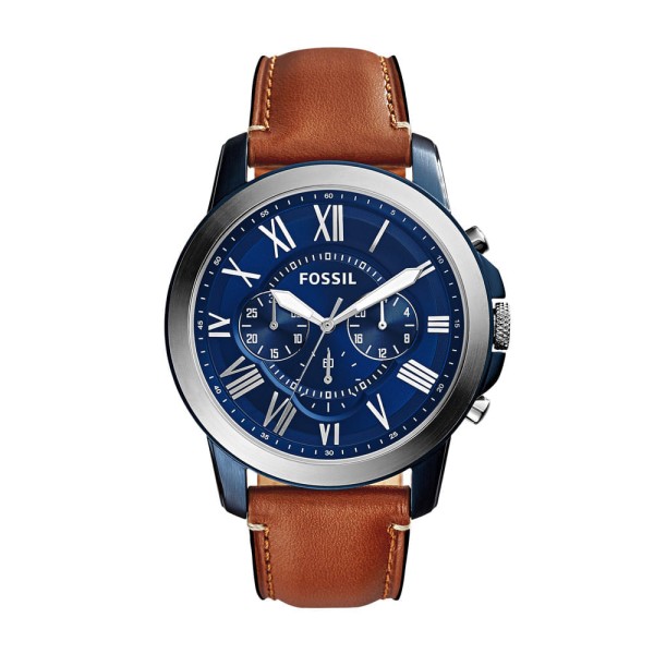 Encontraproduto.com.br - Relógio para homem Fossil Grant Blue FS5151/0an com bracelete Marrom