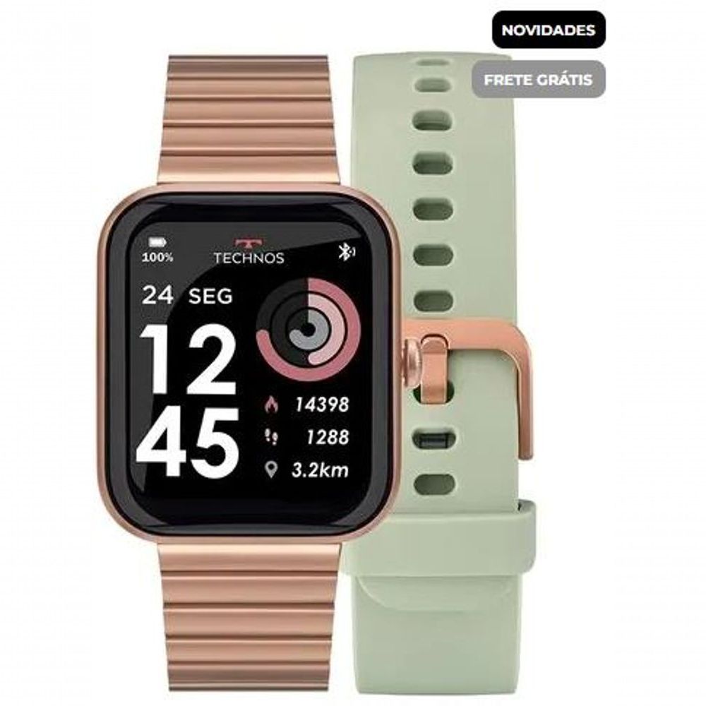 Encontraproduto.com.br - Smartwatch Technos Connect Max Rose E Verde Marca Technos