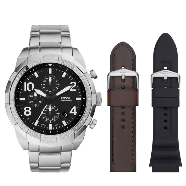 Encontraproduto.com.br - Relógio Fossil Masculino Bronson Prata Fs5968set/1kn