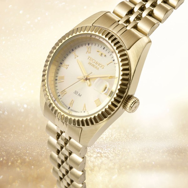 Encontraproduto.com.br - Relógio Technos Feminino Riviera Dourado - 2015CEO/1X