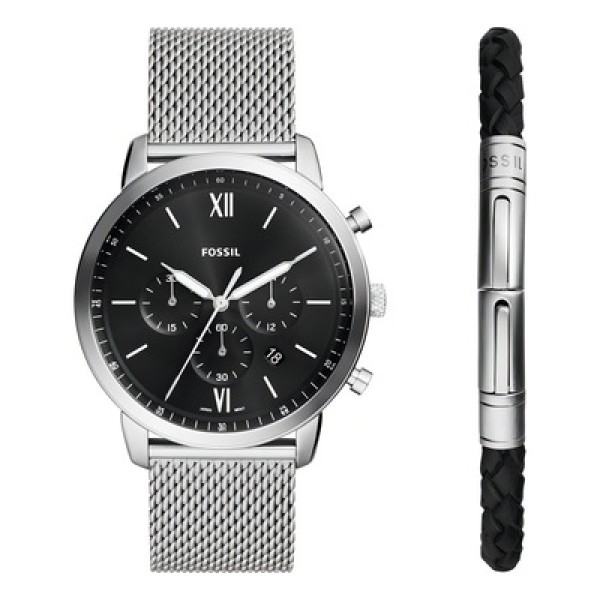 Encontraproduto.com.br - Kit Fossil Masculino Neutra Prata - FS6020SET/1KN
