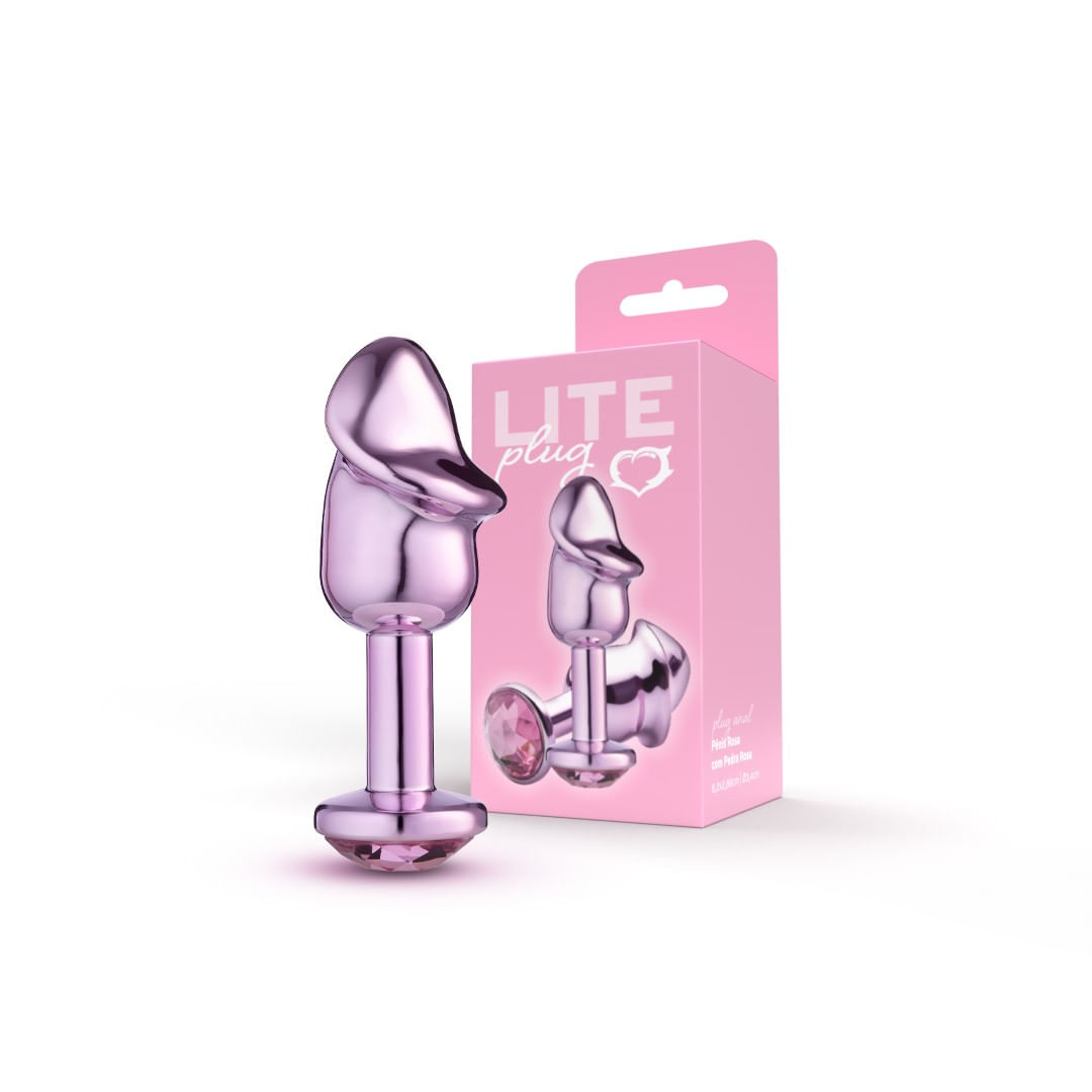 Encontraproduto.com.br - Lite Plug Rosa Pênis com Pedra Rosa
