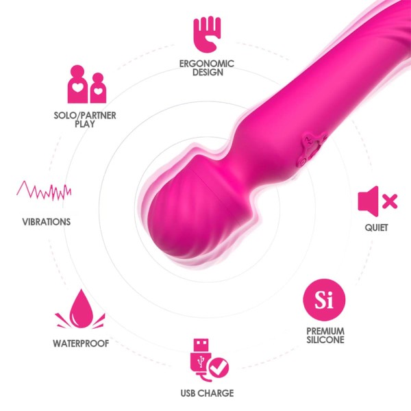 Encontraproduto.com.br - AV039 - Vibrador Duplo Varinha Magica com 9 Modos de Vibração